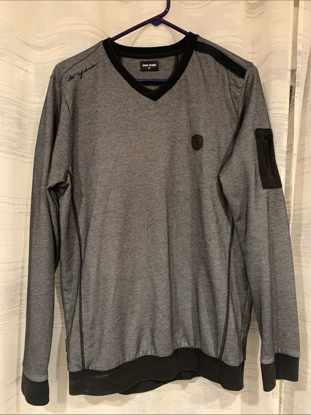 WAM Denim Brand - Men's V-Neck Grey Sweater - Modern Casual